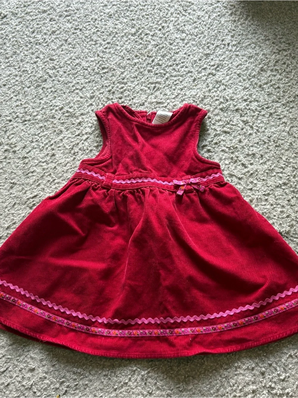 Gymboree 18-24 Month Red Peruvian Corduroy Jumper Dress Pink Trim Vintage Y2K 90